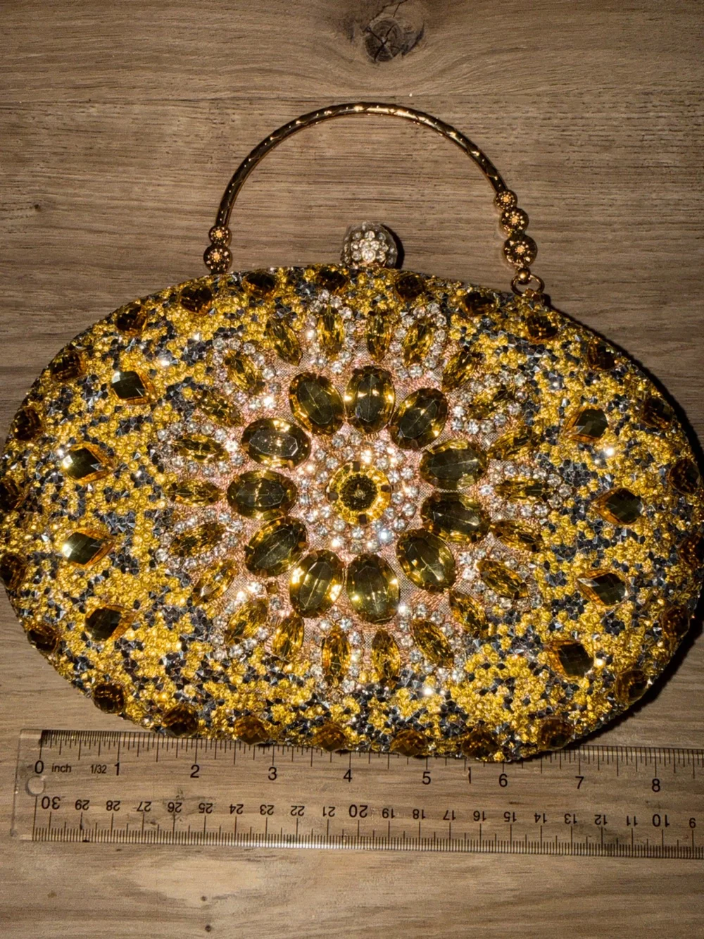 Brand new Yellow and gold beaded and blinged out purse